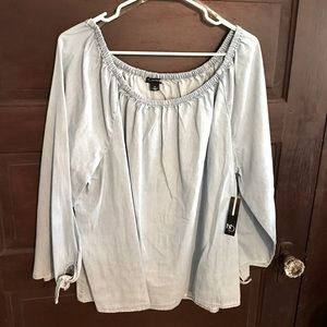 New Directions long sleeve blouse with ties on arms.